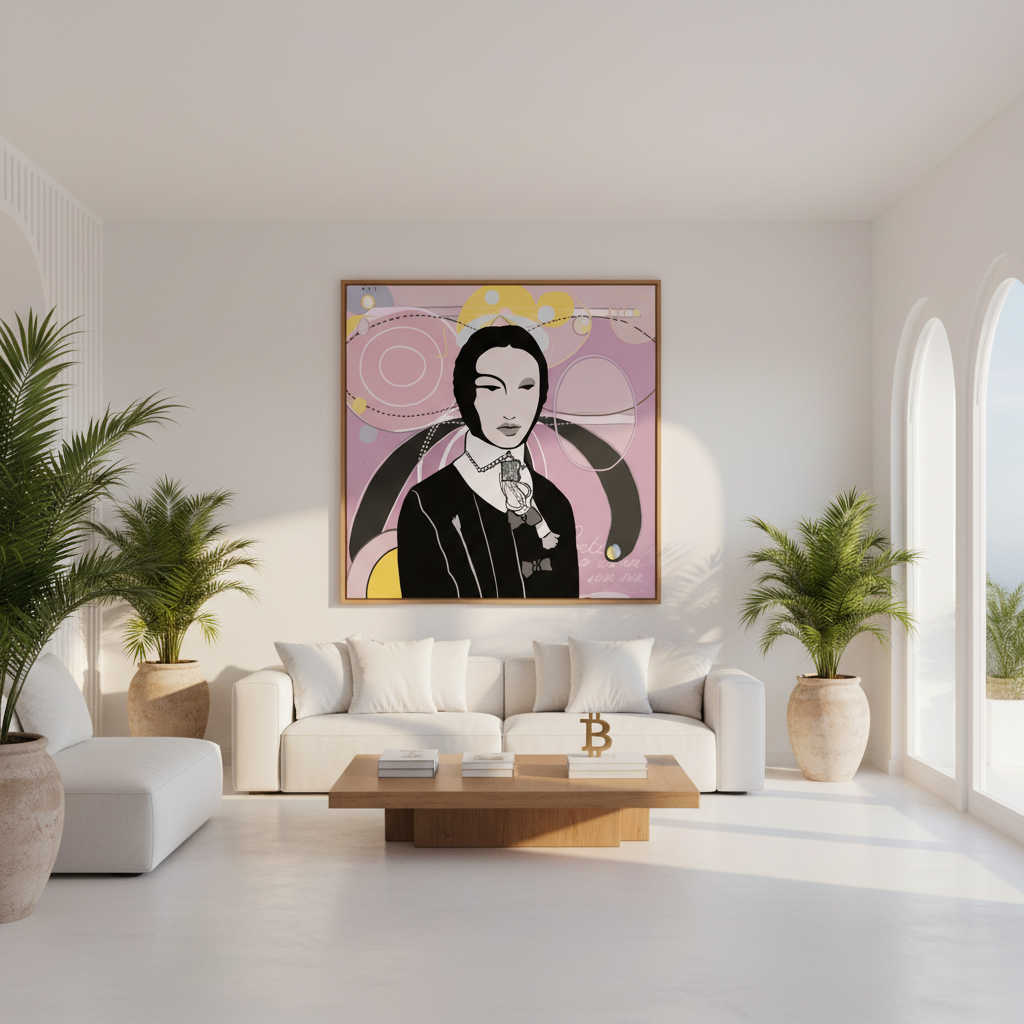 Mona Lisa Project art print by Florentijn Bruning hanging in Ibiza interior
