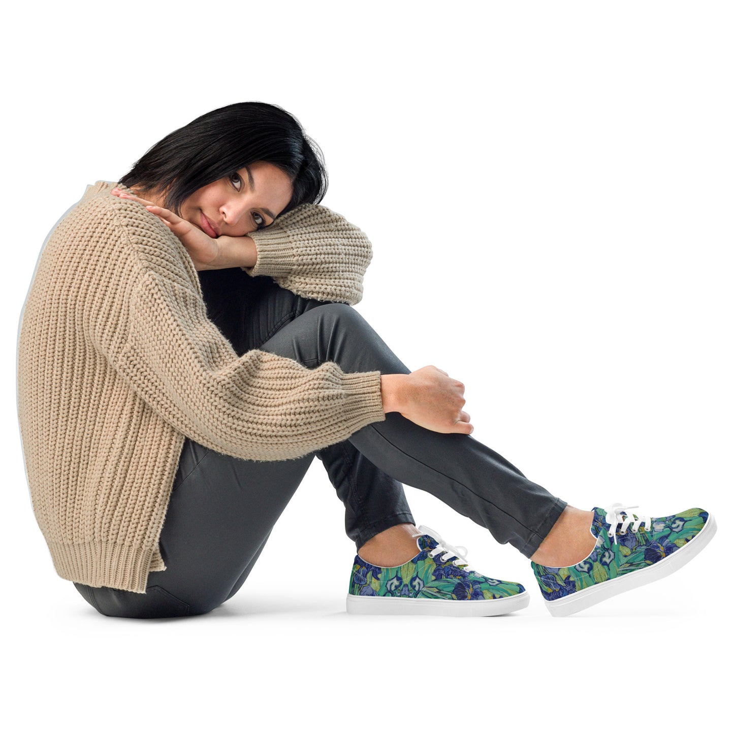 Van Gogh Irises canvas sneakers right view - wearable art footwear