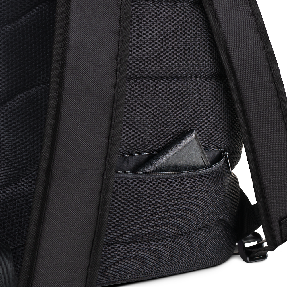 Van Gogh Irises backpack features detail - water-resistant travel backpack