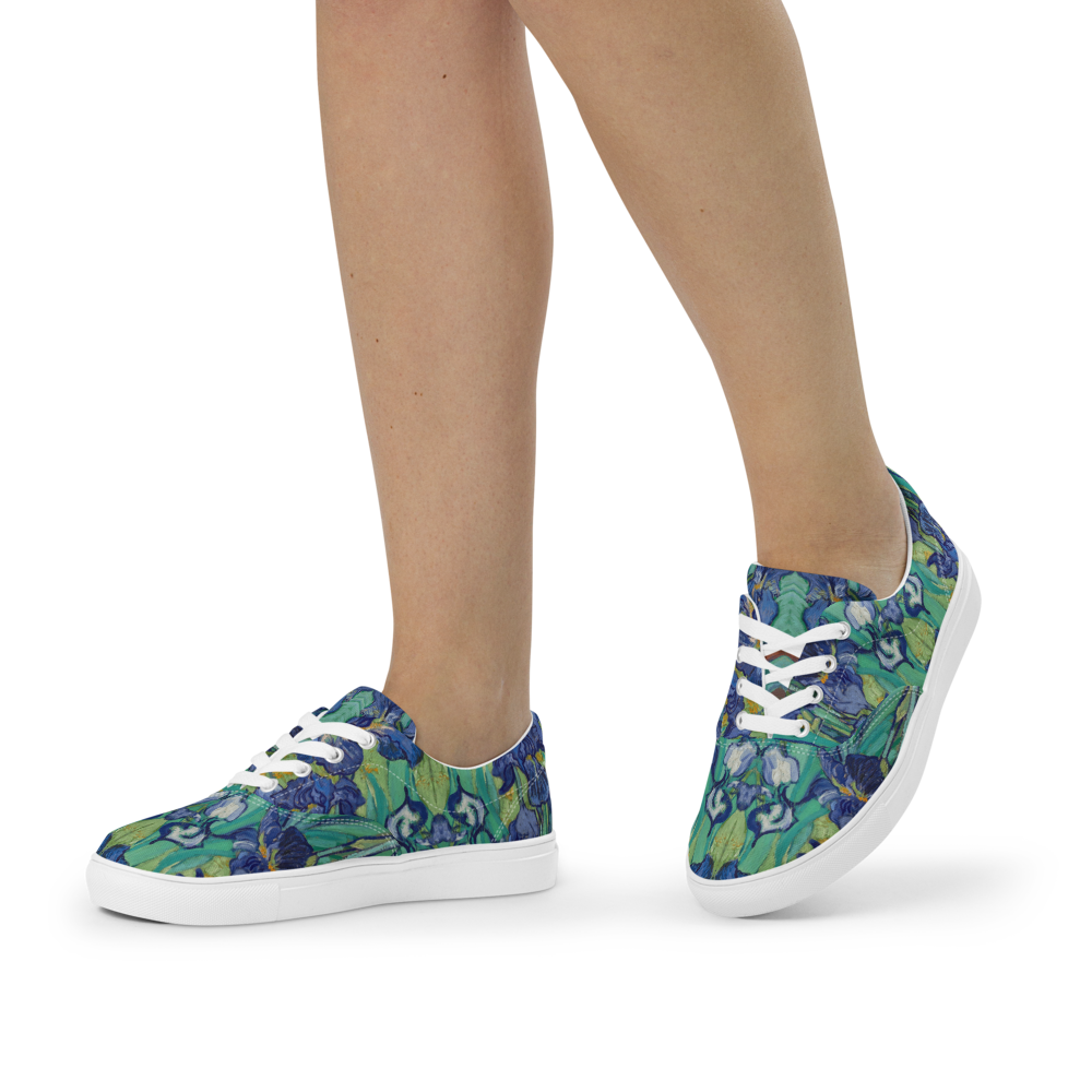 Van Gogh Irises canvas shoes left front view - wearable museum art